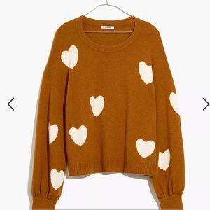 Madewell heart dot balloon sleeve pullover sweater women’s XXS golden harvest